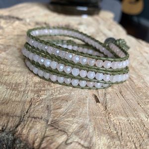 Chan Luu Olive Green/Pink Triple Wrap Bracelet